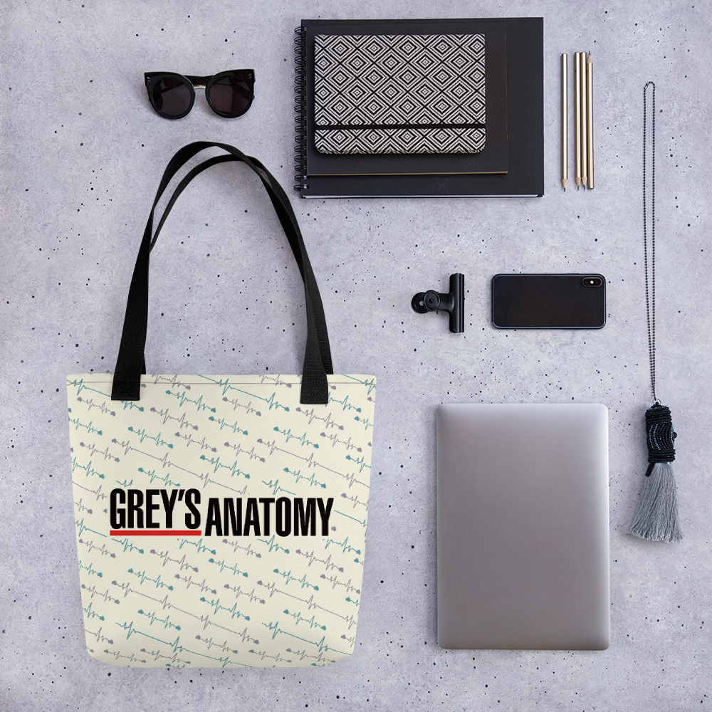 Grey s Anatomy Heartbeat Pattern with Logo Tote Bag ABC Shop