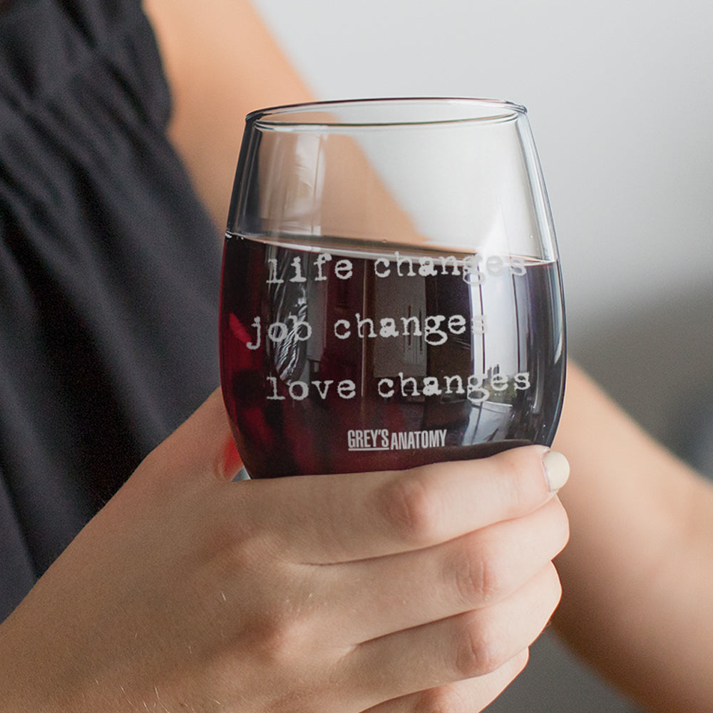 Grey's Anatomy Changes Laser Engraved Stemless Wine Glass