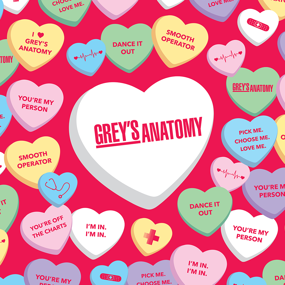 Grey's Anatomy Candy Hearts Sherpa Blanket
