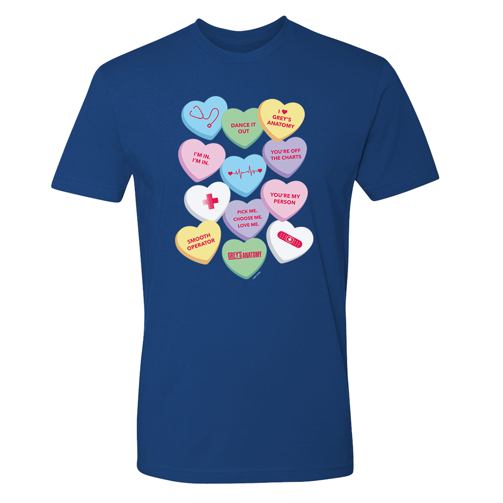 Grey s Anatomy Candy Hearts Adult Short Sleeve T Shirt